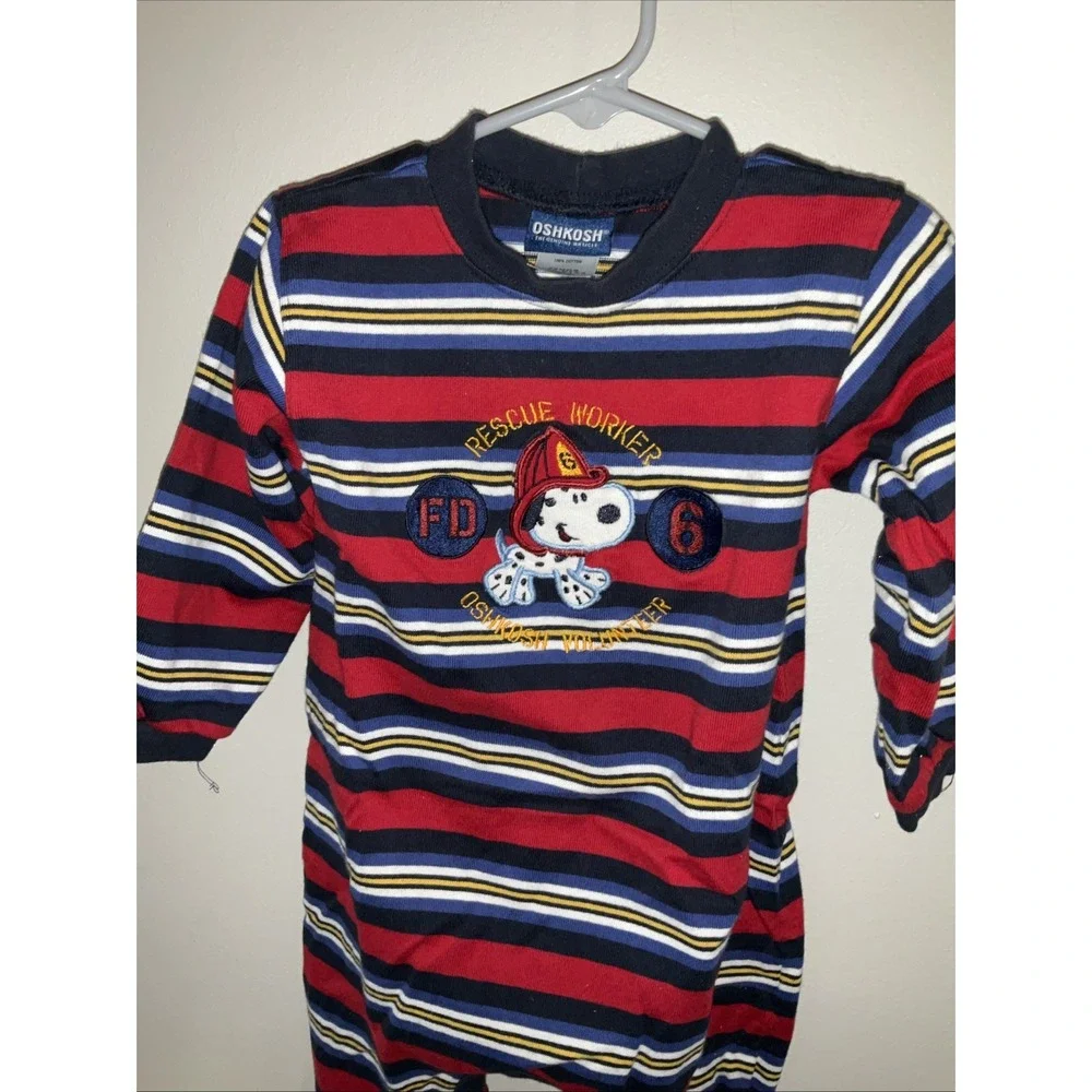 Vintage OshKosh B'gosh Striped Firefighter Dalmatian Romper 24 Months Multicolor